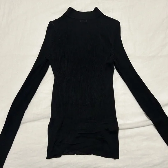 YSL Ribbed Silk Turtleneck Top